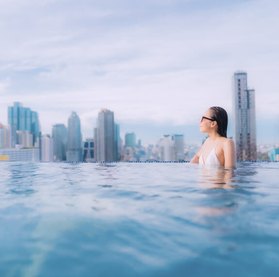 woman in the pool